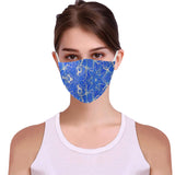 "Summer Heat" Blue 3D Mouth Mask with Drawstring